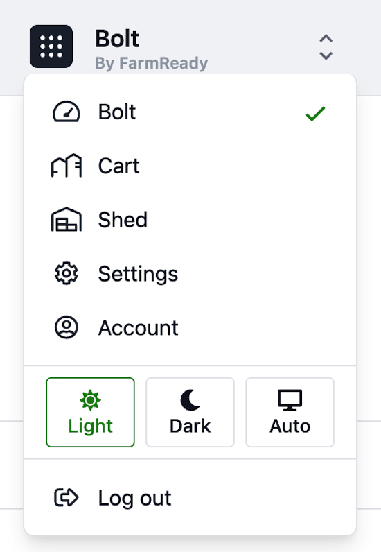 FarmReady Dark Mode Toggle UI