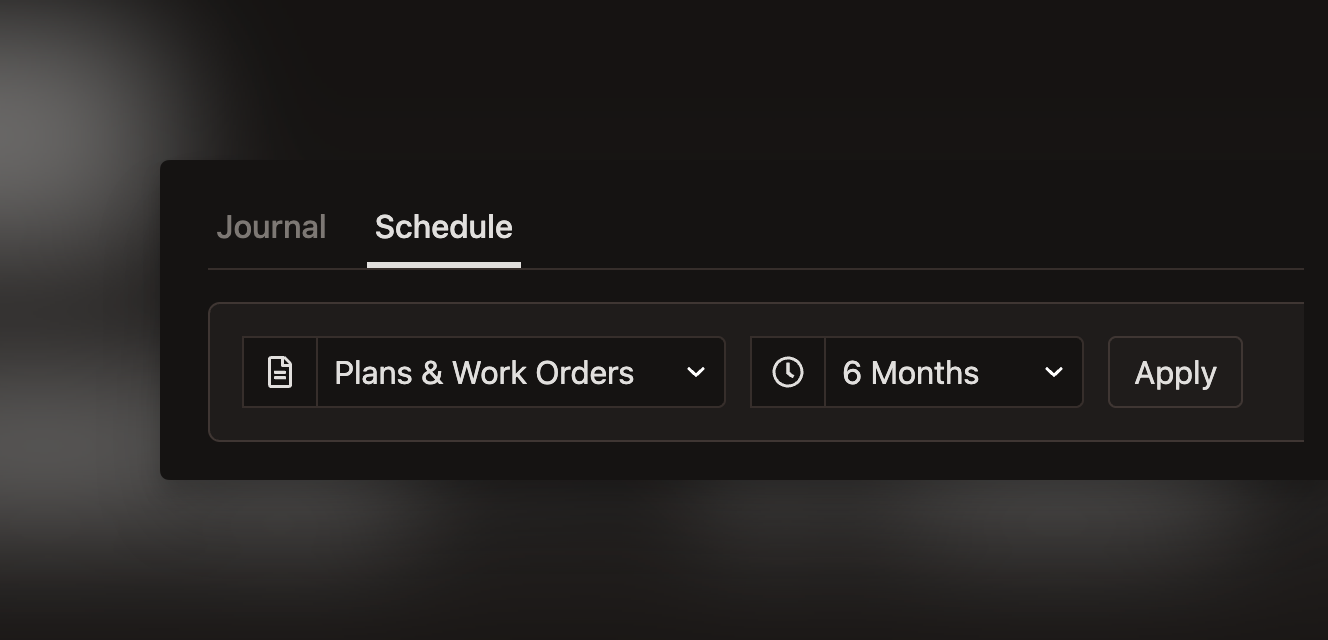 Shed Schedule Details: filters